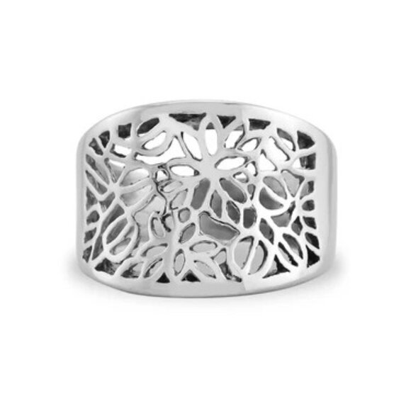 Detailed Patterned Cutout Stainless Steel Ring - Picture 3 of 3